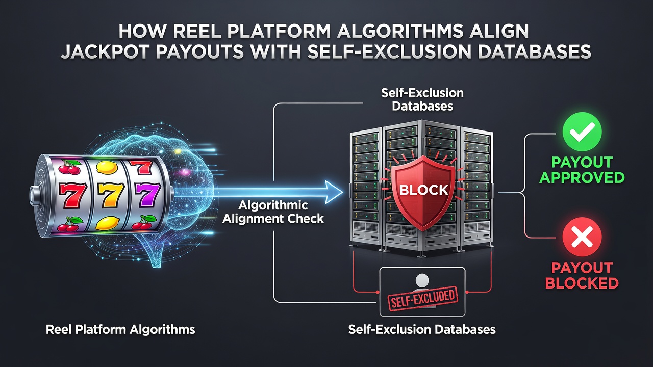 Screenshot of backend interface displaying jackpot verification against self-exclusion database entries