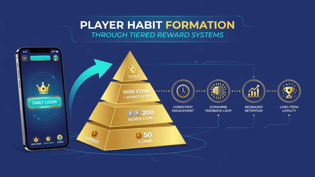 Graph displaying player retention curves segmented by loyalty tier over a six-month period in mobile casino data