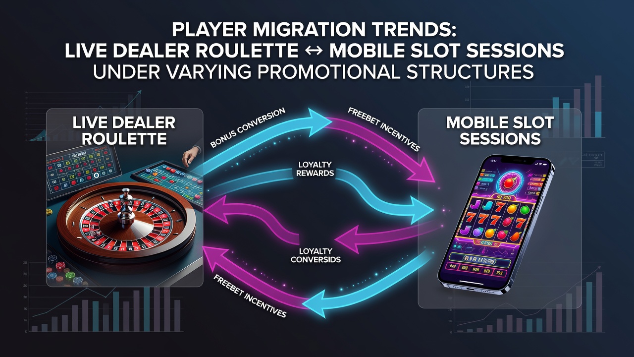 Illustration showing players transitioning between live dealer roulette tables and mobile slot interfaces on smartphones