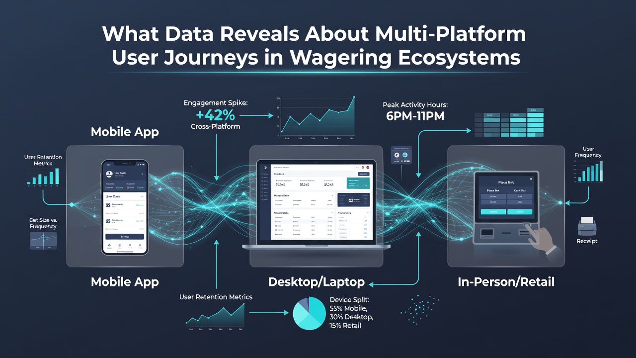 Chart illustrating session duration and device transitions in multi-platform wagering environments