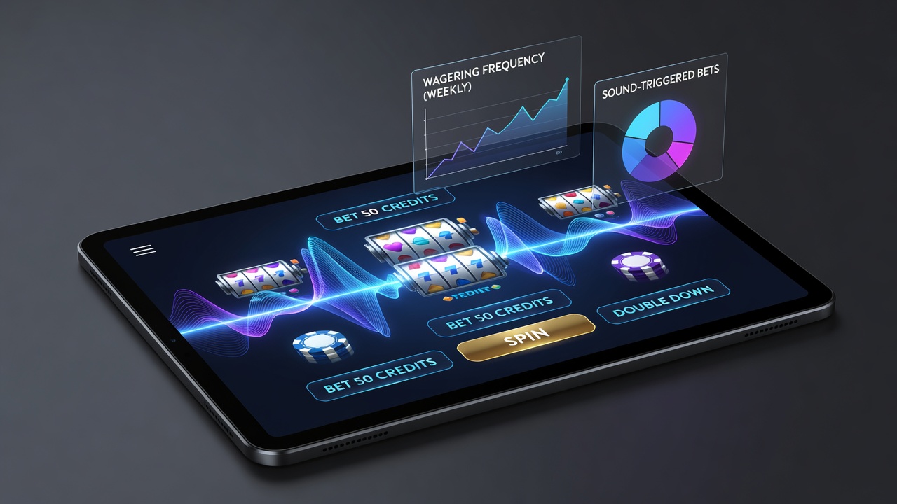 Mobile casino app screen displaying layered sound controls alongside betting interface elements
